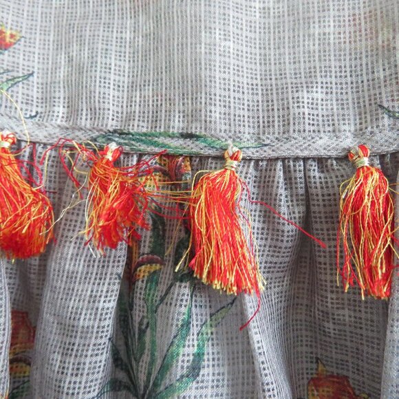 SACHIN + BABI Acacia Floral Tasseled Sheer Boho Blouse - Size S - Picture 10 of 15